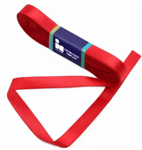 FITA DE CETIM, 7MM, 10MT, NA COR VERMELHO