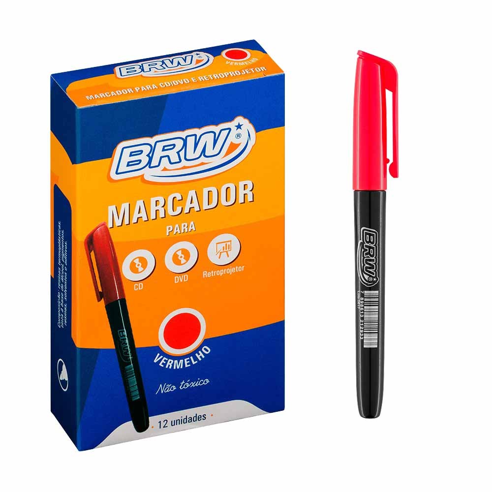 CANETA PERMANENTE NA COR VERMELHA PARA CD/DVD 2.0MM.