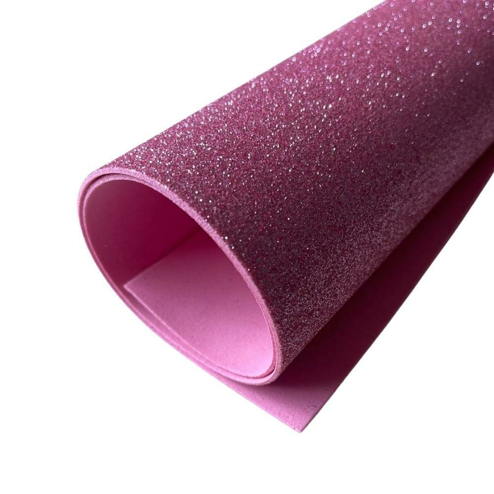 FOLHA DE E.V.A C/ GLITER NA COR ROSA