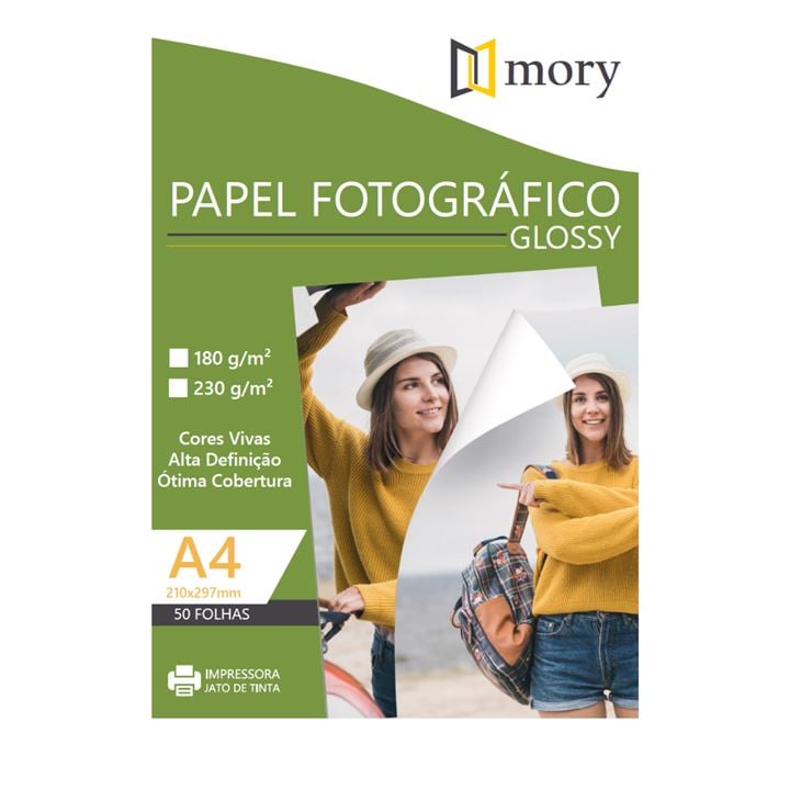 PAPEL FOTOGRÁFICO A4 MATTE FOSCO OU GLOSSY 180G PROVA D’ÁGUA
