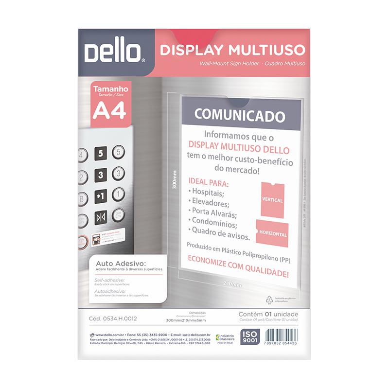 DISPLAY (EXPOSITOR) MULTIUSO A4 EM PROLIPOPILENO AUTO-ADESIVO