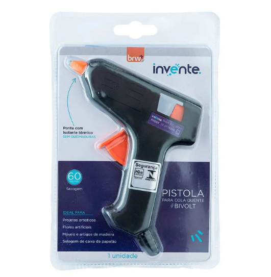 PISTOLA DE COLA QUENTE POTÊNCIA (10-12 WATTS), DIÂMETRO DO BASTÃO (7,5MM)