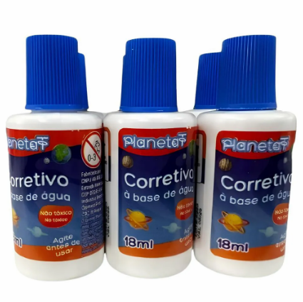 CORRETIVO LÍQUIDO A BASE D’ ÁGUA, C/ 18ML