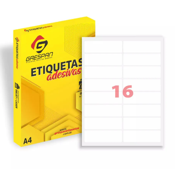 ETIQUETA A4 Nº 16 2 COLUNAS 99X33,9MM PCT C/25 FLS